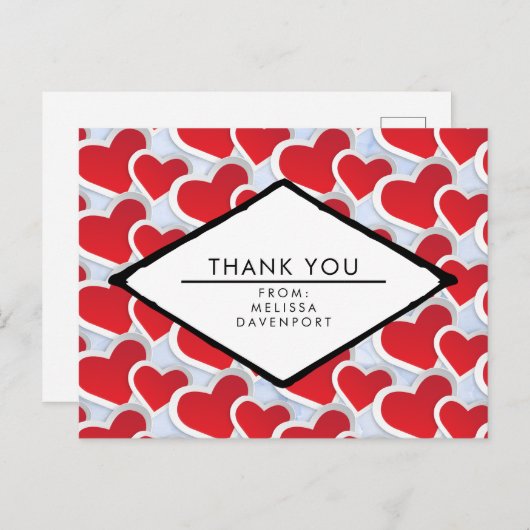 2 Rode harten Herhalend patroongeluid Dankuwel Briefkaart (Voorkant / Achterkant)
