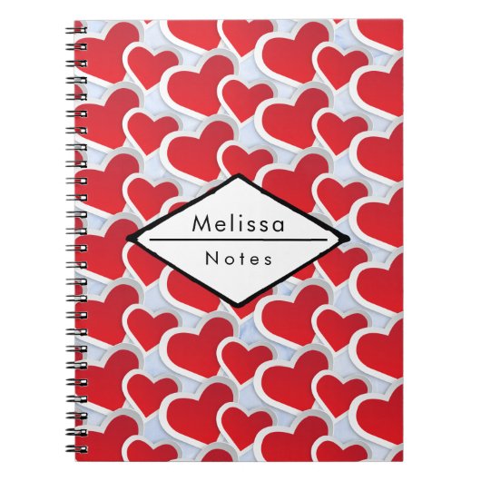 2 Rode harten Herhalend patroongeluid Notitieboek (Voorkant)