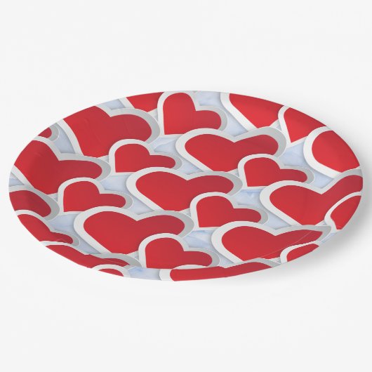 2 Rode harten Herhalend patroongeluid Papieren Bordje (Gekanteld)