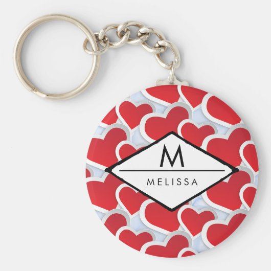 2 Rode harten Herhalend patroongeluid Sleutelhanger (Voorkant)