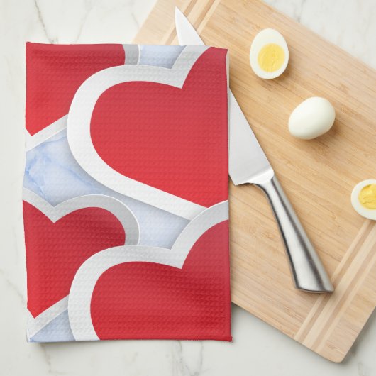 2 Rode harten Herhalend patroongeluid Theedoek (Quarter Fold)