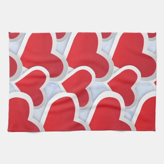 2 Rode harten Herhalend patroongeluid Theedoek (Horizontaal)
