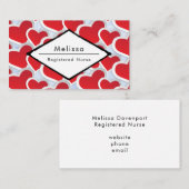 2 Rode harten Herhalend patroonzurig Visitekaartje (Voorkant / Achterkant)