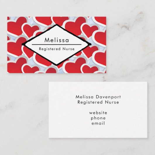 2 Rode harten Herhalend patroonzurig Visitekaartje (Voorkant / Achterkant)