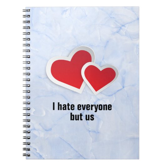 2 Rode harten - ik haat iedereen, maar wij Typogra Notitieboek (Voorkant)