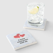 2 Rode harten - ik haat iedereen, maar wij Typogra Stenen Onderzetter (Zijkant)