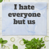 2 Rode harten - ik haat iedereen, maar wij Typogra Theedoek (Gevouwen)