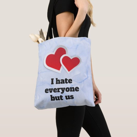 2 Rode harten - ik haat iedereen, maar wij Typogra Tote Bag (Dichtbij)