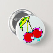 2 rode kersen ronde button 5,7 cm (Voorkant /achterkant)