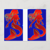 2 rode mermaïden briefkaart (Voorkant)