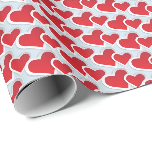 2 Rode papieren harten in een herhalingspatroon Cadeaupapier (Rol Hoek)