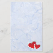 2 Rode papieren harten op Icy Blue Marble Briefpapier (Voorkant)