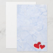 2 Rode papieren harten op Icy Blue Marble Briefpapier (Voorkant / Achterkant)