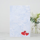 2 Rode papieren harten op Icy Blue Marble Briefpapier (Staand voorkant)
