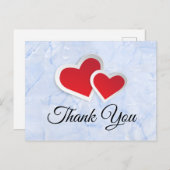 2 Rode papieren harten op Icy Blue Marble Hartelij Briefkaart (Voorkant / Achterkant)