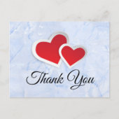 2 Rode papieren harten op Icy Blue Marble Hartelij Briefkaart (Voorkant)