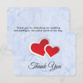 2 Rode papieren harten op Icy Blue Marble Hartelij Kaart (Voorkant / Achterkant)