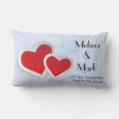 2 Rode papieren harten op Icy Blue Marble Kussen (Achterkant)