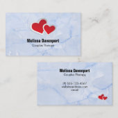 2 Rode papieren harten op Icy Blue Marble Visitekaartje (Voorkant / Achterkant)