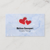 2 Rode papieren harten op Icy Blue Marble Visitekaartje (Voorkant)