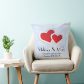 2 Rode papieren harten op Icy Blue Marble Wedding Kussen (Stoel)