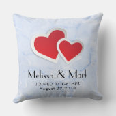 2 Rode papieren harten op Icy Blue Marble Wedding Kussen (Achterkant)