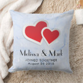 2 Rode papieren harten op Icy Blue Marble Wedding Kussen (Deken)