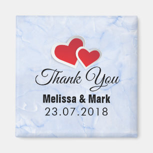 2 Rode papieren harten op Icy Blue Marble Wedding Magneet