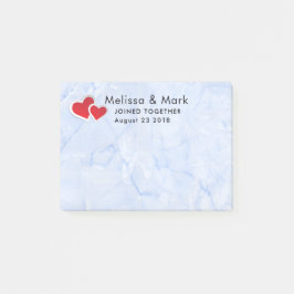 2 Rode papieren harten op Icy Blue Marble Wedding Post-it® Notes