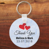 2 Rode papieren harten op Icy Blue Marble Wedding Sleutelhanger (Voorkant)