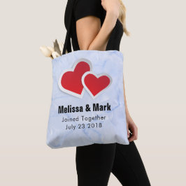2 Rode papieren harten op Icy Blue Marble Wedding Tote Bag