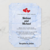 2 Rode Papieren Harten op Lichtblauwe Marmeren Huw Kaart (Voorkant / Achterkant)