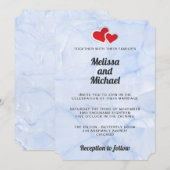 2 Rode papieren harten op lichte blauwe marmer bru Kaart (Voorkant / Achterkant)