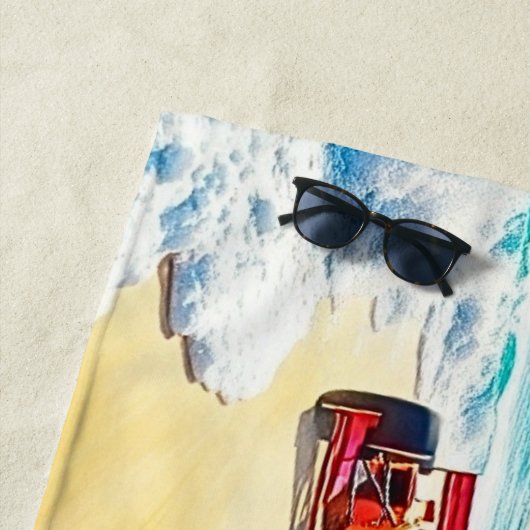 2 rode raceauto's op het zand strandlaken (In situ)