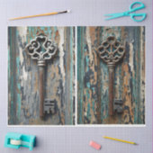 2 roestige sleutels Patina Weefselpapier Tissuepapier (Craft)