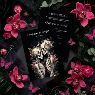 2 Romantic Gothic Human Skeletons Embracing TLW26 Kaart