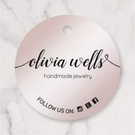 2"Ronde Roos Gouden Handtekening Script Hang Label