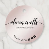 2"Ronde Roos Gouden Handtekening Script Hang Label (Achterkant)