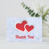 2 Rood papier Hart met witte rand Dank u Bedankkaart (Staand voorkant)