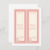 2 Roos/Creme Trouwtaart Bewaar de Datum Bladwijzer Aankondigingskaart (Voorkant / Achterkant)