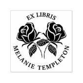  2 Roos Silhouet Ex Libris Ronde Boek Naam Zelfinktende Stempel (Design)