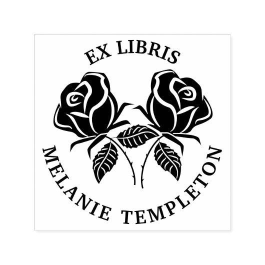 2 Roos Silhouet Ex Libris Ronde Boek Naam Zelfinktende Stempel (Design)