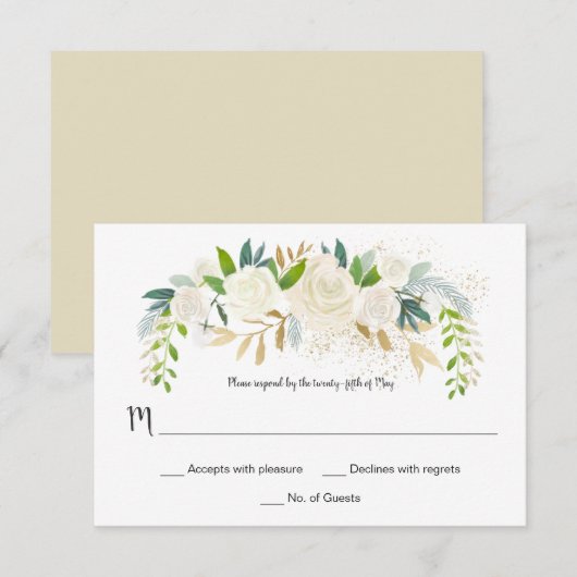 #2 Roses Glitter Greenery RSVP | Kaartje (Voorkant / Achterkant)