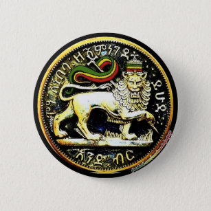 2¼" Round Ethiopian Lion van Judah Coin Badge Ronde Button 5,7 Cm