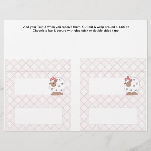 2 Roze Baby Shower Favor Aangepaste Candy Bar Verp Flyer (Voorkant)