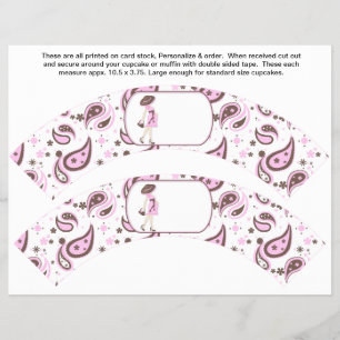 2 Roze Baby Shower Persoonlijke Cupcake Verpakking Flyer