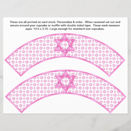 2 Roze Bat Mitzvah Douane Cupcake Verpakkingen Flyer (Voorkant)