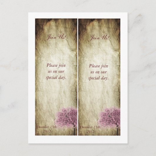 2 Roze Boom Bladwijzer Bewaar de Datum Briefkaart (Voorkant)