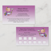 #2 Roze Cartoon Maid House Cleaning Customer Loyal Klantenkaartje (Voorkant / Achterkant)