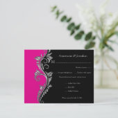 #2  Roze en Zwart met Zilver Swirl RSVP (Staand voorkant)